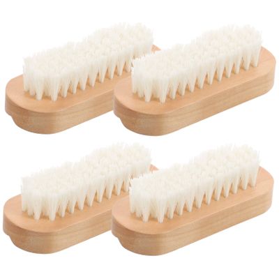 Beaupretty 4pcs Nail Care Wooden Bristle Nail Brush for Fingernails Pedicure Gentle Cleaning Dust Removal