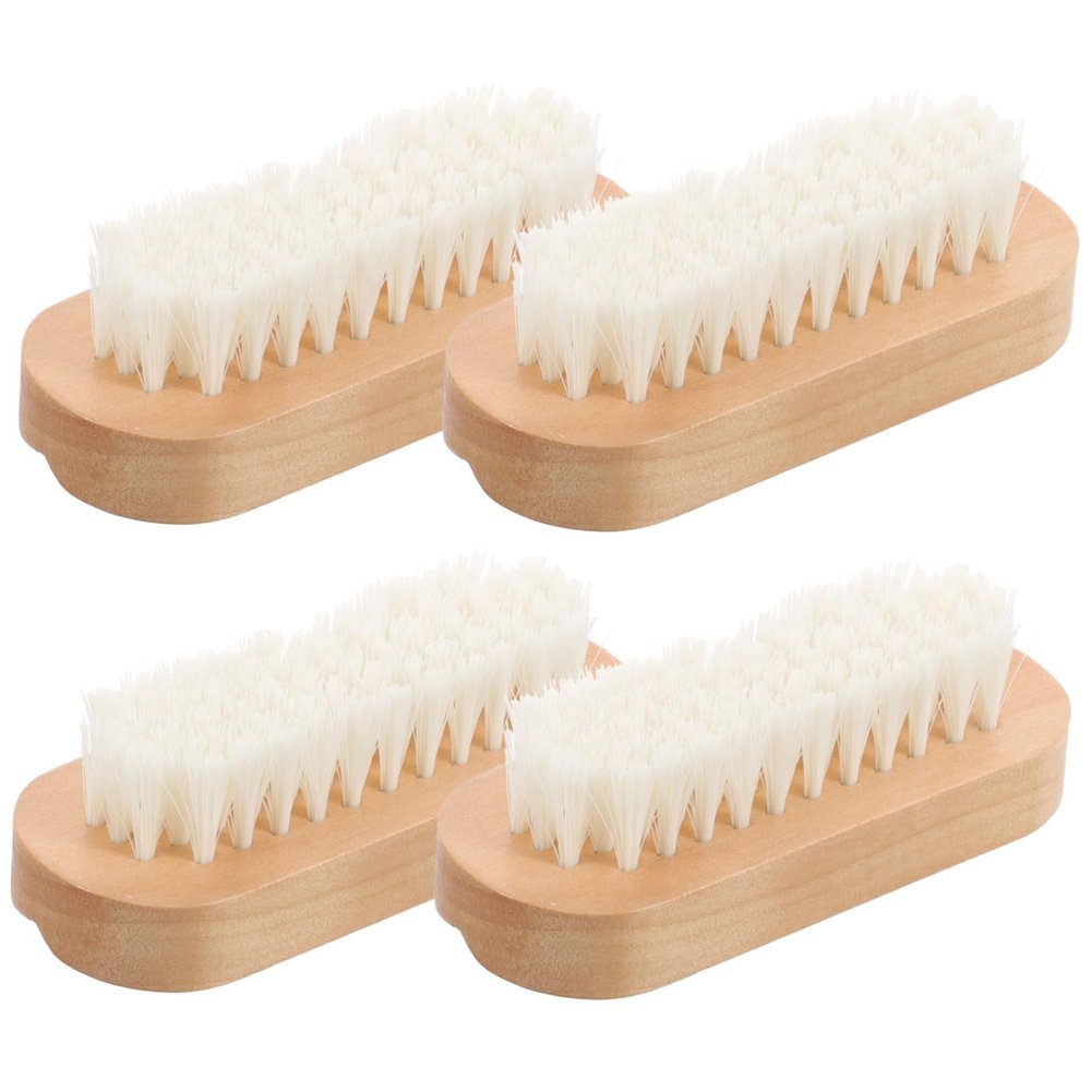 Beaupretty 4pcs Nail Care Wooden Bristle Nail Brush for Fingernails Pedicure Gentle Cleaning Dust Removal