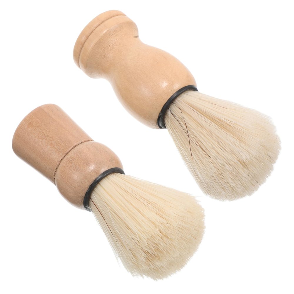DEARMAMY 2pcs Portable Beard Brush for Men Gentle Shaving Tool Soft Bristles for Travel Barber Brush for Facial Hair Care