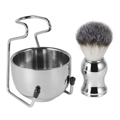 SAFIGLE 1set Shaving Kit for Men Stainless Steel Shave Bowl Brush and Stand Shaving Accessories for Comfortable Grooming Experience for Daily Use