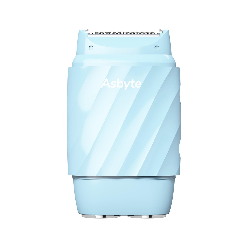 Asbyte 2-in-1 Electric Shaver, Body and Facial Hair Trimmer, Waterproof, USB Charging, Blue