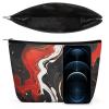 QMNBTES Black And Red Marble Travel Makeup Bag Large Toiletry Bag for Women Waterproof Cosmetic Bags for Purse Portable Makeup Organizer Bags Cute Zipper Pouch Cosmetic Pouch Funny Travel Makeupbag view 3