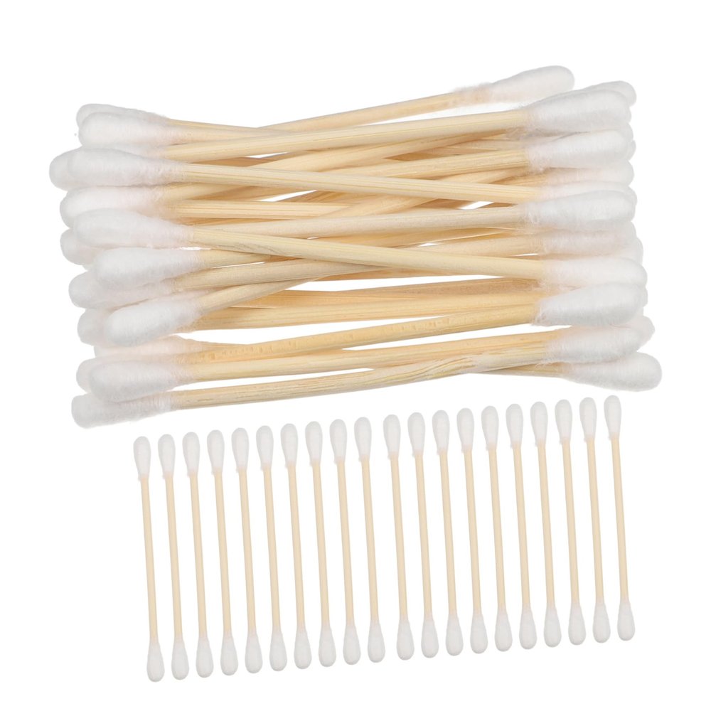 Cabilock 100pcs Cotton Swabs Wooden Handles Dual-Tipped Multi-use Swabs for Makeup Ear Cleaning and Safety Gentle Material for Versatile Cleaning Tasks
