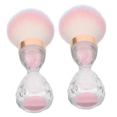 AUTSUPPL 2pcs Brushes for Nail Art Makeup Cleaning Gentle Fluffy Design for Acrylic Powder Removal Cosmetic Tool Care Pink Blending Brushes for Delicate Use