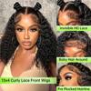 10 Inch Short Bob Wigs 13x4 Deep Curly Bob Wig Human Hair 200% Density HD Lace Front Wigs Human Hair Pre Plucked Wet and Wavy Transparent Human Hair Wigs for Women Natural Black Curly Wig view 2