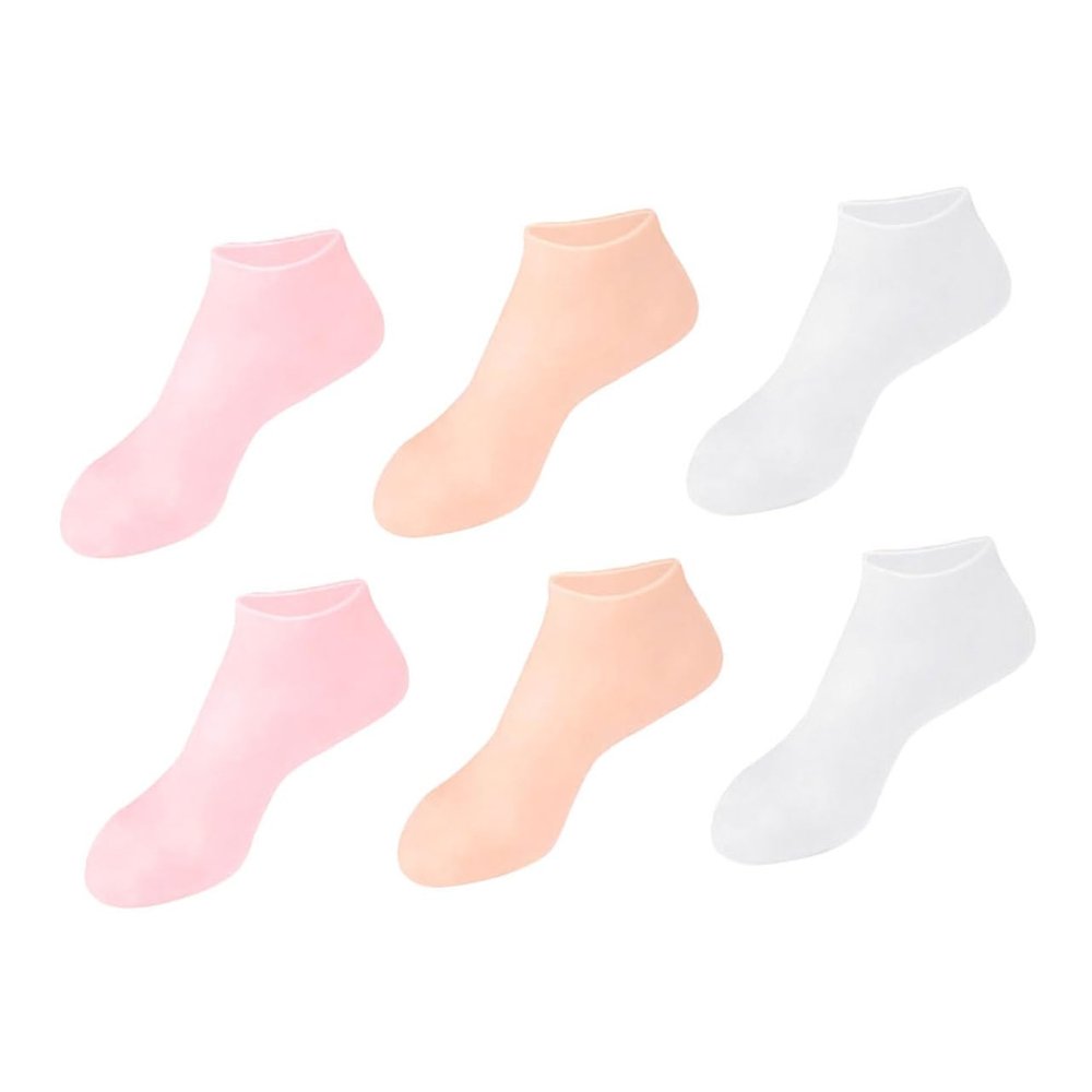 WRITWAA 1pair Silicone Moisturizing Foot Mask Socks for Dry Cracked Feet Fit Gel Heel Covers for Calluses Heel Crack Prevention Softening Hydrating Skin Tone