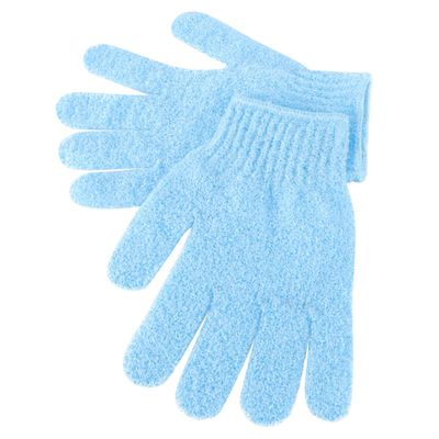 VICASKY 2pair Exfoliating Shower Gloves Five Finger Bath Mitts for Men Women Stretchy Design for Easy Use for Scrubbing Soap Body Wash Blue