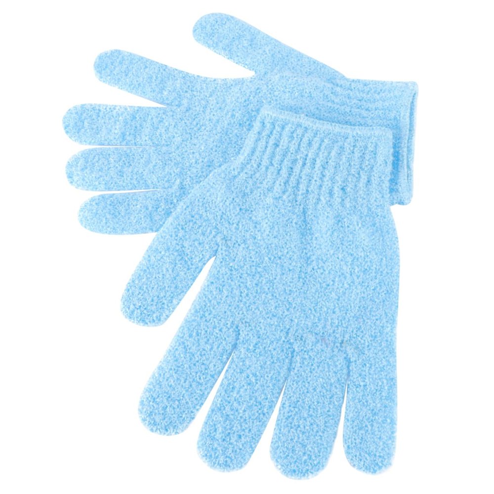 VICASKY 2pair Exfoliating Shower Gloves Five Finger Bath Mitts for Men Women Stretchy Design for Easy Use for Scrubbing Soap Body Wash Blue