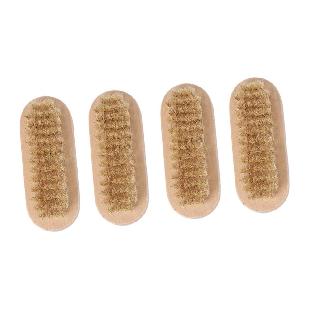 CALLARON 4pcs Wooden Nail Scrubbing Brush Soft Bristle Fingernail Cleaning Tool for Hands Feet and More Comfortable Grip for Daily Use and Grooming
