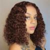 10 Inch Chocolate Brown Bob Wig Human Hair 13x4 Deep Curly Wig 200% Density HD Lace Front Wigs Human Hair For Women Pre Plucked Wet and Wavy Short Bob Wigs 4# 100% Virgin Curly Human Hair Wig view 1