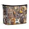 Travel Makeup Bag Portable Cosmetic Bags for Women Guitar Bass Music Musical Instruments Make Up Bags Organizer With Zipper Waterproof Open Flat Toiletry Bag Cute Makeup Pouch for Travel Accessories view 1