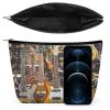 Travel Makeup Bag Portable Cosmetic Bags for Women Guitar Bass Music Musical Instruments Make Up Bags Organizer With Zipper Waterproof Open Flat Toiletry Bag Cute Makeup Pouch for Travel Accessories view 3