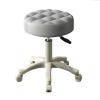BENBOR Small Chair Round Rolling Stool with Wheels Height Adjustable PU Leather SPA Swivel Stools for Salon, Bar, Cafe and Home Office Grey view 1