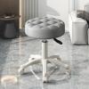 BENBOR Small Chair Round Rolling Stool with Wheels Height Adjustable PU Leather SPA Swivel Stools for Salon, Bar, Cafe and Home Office Grey view 4