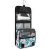 AHENGPAIG White Jasmine Flowers Blue Travel Toiletry Bag With Hanging HookWaterproof Makeup Bag Organizer For Women view 3