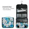 AHENGPAIG White Jasmine Flowers Blue Travel Toiletry Bag With Hanging HookWaterproof Makeup Bag Organizer For Women view 4