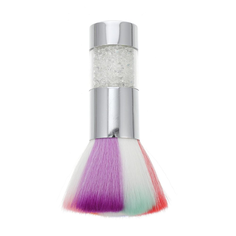 Healvian Colorful Nail Dusting Brush with Rhinestone Handle Cleaning Nail Sequins and Powder Manicure Dust Brush for Home and Salon Use