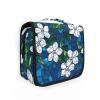AHENGPAIG White Jasmine Flowers Blue Travel Toiletry Bag With Hanging HookWaterproof Makeup Bag Organizer For Women view 1