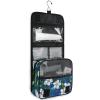 AHENGPAIG White Jasmine Flowers Blue Travel Toiletry Bag With Hanging HookWaterproof Makeup Bag Organizer For Women view 3