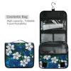AHENGPAIG White Jasmine Flowers Blue Travel Toiletry Bag With Hanging HookWaterproof Makeup Bag Organizer For Women view 4