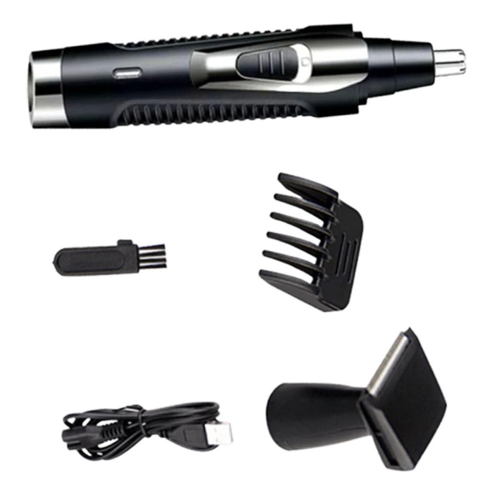FOYTOKI 1set Rechargeable Multi-Function Nose Hair Trimmer for Men Washable Razor Blades Compact Design Includes Charging Plug and Maintenance Accessories