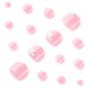 French Tip Press on Toenails White Flower Full Cover Fake Toenails Short Square Summer False Toenails Nude Toe Nails Press ons with Cute Flowers Embossed Design Glossy Toenails for Women Girls 24 Pcs view 4