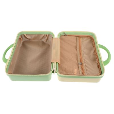 Baluue Portable Makeup Organizer Case Small Hard Makeup Suitcase for Travel Capacity Cosmetic Storage Multi-functional and Stationery Design Yellow-green