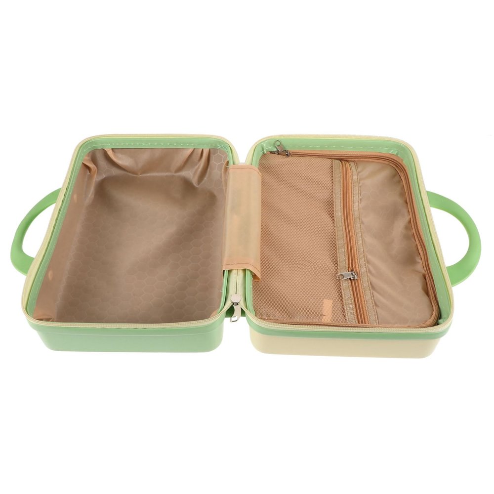Baluue Portable Makeup Organizer Case Small Hard Makeup Suitcase for Travel Capacity Cosmetic Storage Multi-functional and Stationery Design Yellow-green