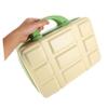 Baluue Portable Makeup Organizer Case Small Hard Makeup Suitcase for Travel Capacity Cosmetic Storage Multi-functional and Stationery Design Yellow-green view 3