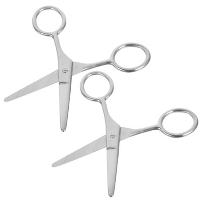 CALLARON 2pcs Stainless Steel Brow Scissors Rounded Tip Eyebrow and Nose Hair Trimming Scissors Compact Grooming Tools for Eyelash Extensions and Beard Care