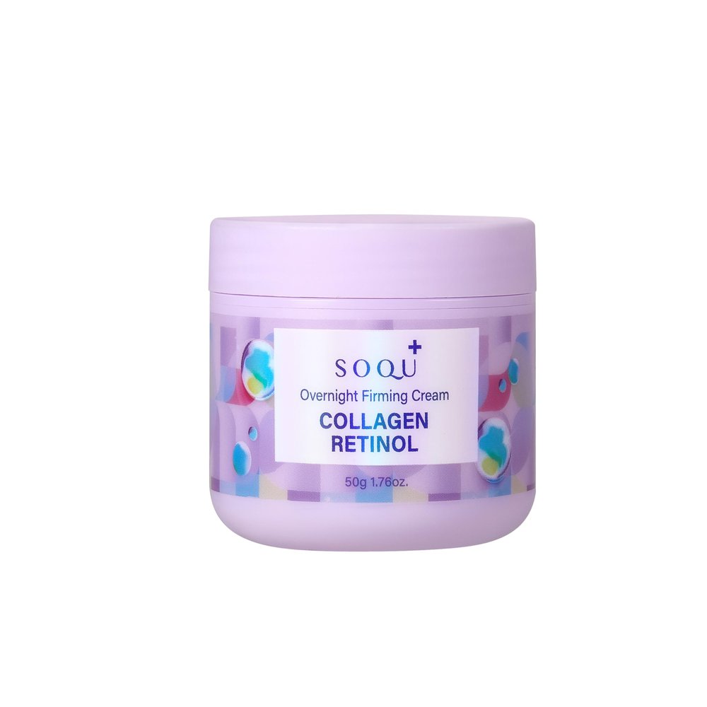 SOQU Collagen Retinol Overnight Firming Cream for Face, Moisturizing Night Cream with Collagen and Retinol, Korean Skincare for Healthy Glowing Skin, 1.76 fl oz, Made in Korea