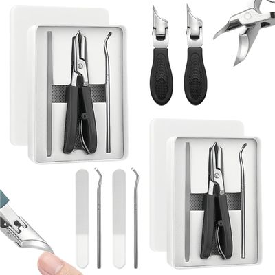 2025 Eagle Beak Nail Clippers, Three Sets of Eagle Beak Beveled Nail Clippers, Stainless Steel Slanted Curved Blade Toe Nail Clippers for Ingrown Toenails & Fingernail (Black * 2)