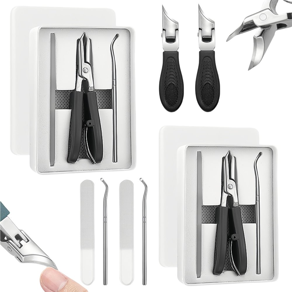 2025 Eagle Beak Nail Clippers, Three Sets of Eagle Beak Beveled Nail Clippers, Stainless Steel Slanted Curved Blade Toe Nail Clippers for Ingrown Toenails & Fingernail (Black * 2)