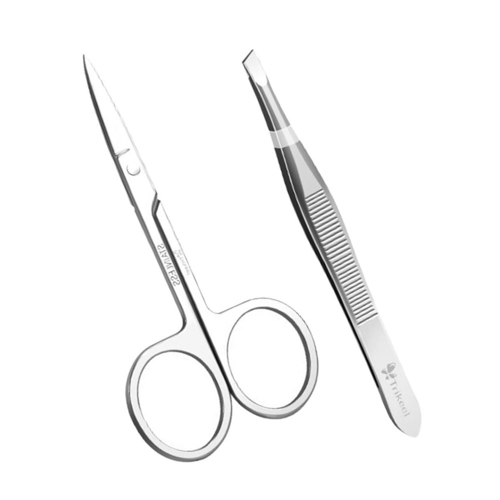 HONMEET Stainless Steel Eyebrow Repair Tools Brow Scissor Tweezers for Precision Eyebrow Shaping and Grooming Durable Beauty Kit for Daily Use Compact and Portable Design