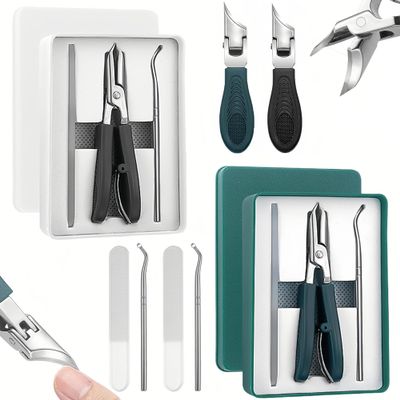 2025 Eagle Beak Nail Clippers, Three Sets of Eagle Beak Beveled Nail Clippers, Stainless Steel Slanted Curved Blade Toe Nail Clippers for Ingrown Toenails & Fingernail (Green + Black)