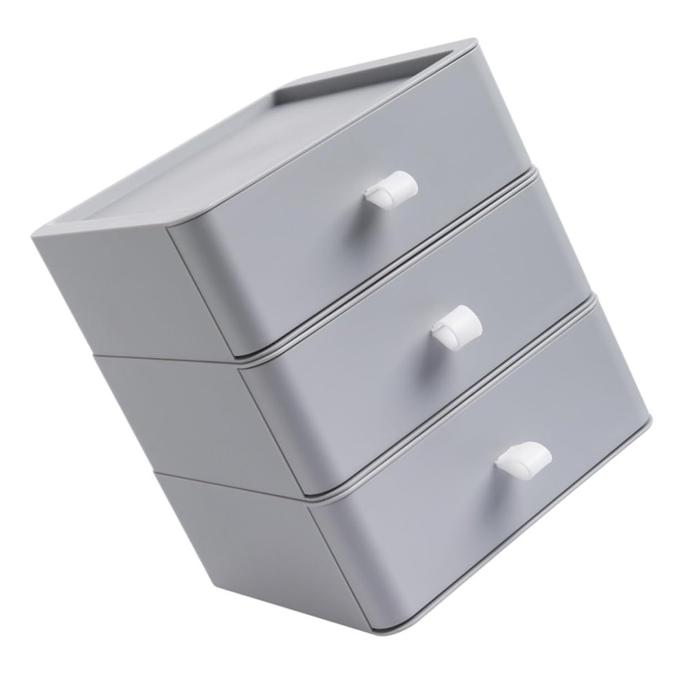 Angoily Multi-Drawer Desktop Storage Box 4-Tier Organizer Removable Drawers for Office and Home Use Sturdy Plastic Construction Modern Design