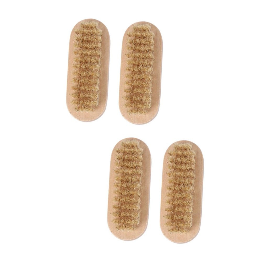 Beaupretty 4pcs Pedicure Hand Brush Natural Boar Bristle Nail Brush Wooden Handle for Easy Cleaning Nail Art