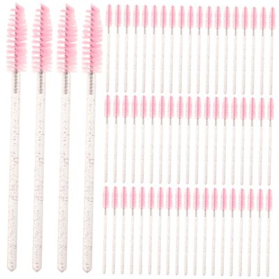 CALLARON 100pcs Eyelash Brush Applicator Cover Professional Makeup Tool for Mascara and Eyelash Extensions Portable Spiral Brush for Women Handle