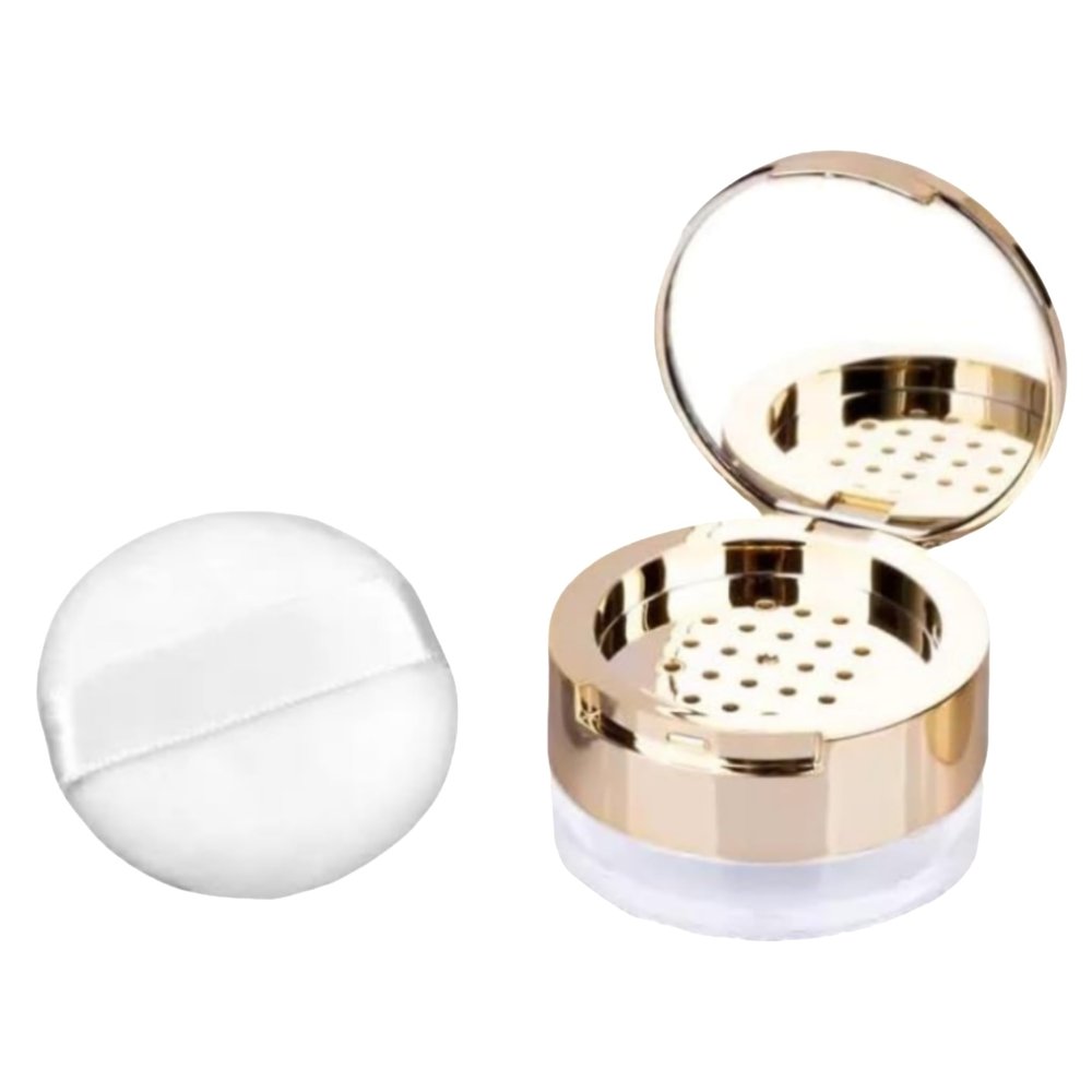 1Pc Gold Makeup Powder Container 6 Gram Empty Face Box with Puff Mini Loose Powder Mirror Makeup Tools Accessories for Travel