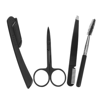 CALLARON 1 and Eyebrow Tools Eyebrow Trimmer Eyebrow Shaping Kit Eyebrow Scissors Eyebrow Scissor Clip Eyebrow Brush Eyebrow Grooming Tools Stainless Steel Black