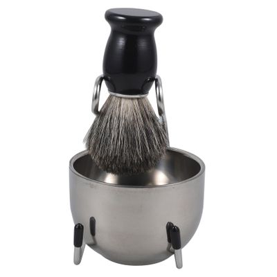 CALLARON 1set Male Shaving Brush with Foaming Bowl and Stand Manual Shaving Accessory for Barbers Salons Home Use for Special Occasions