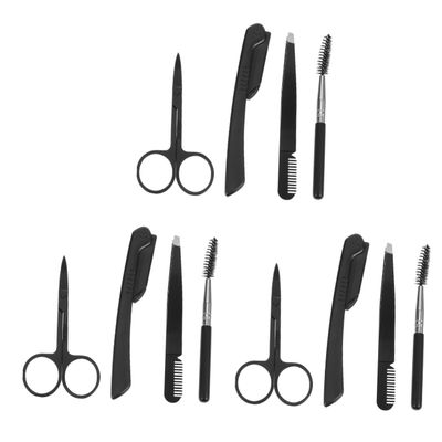 CALLARON 3 Sets e Eyebrow Trimming Tools Razor Scissors Tweezers Brush Grooming Set