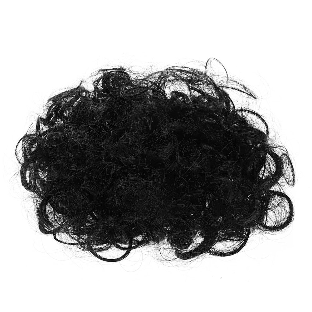 Happyyami Realistic Curly Messy Bun Hair Piece Elastic Drawstring Hair Topper for Women Soft and Feminine Curls for Daily Parties Weddings