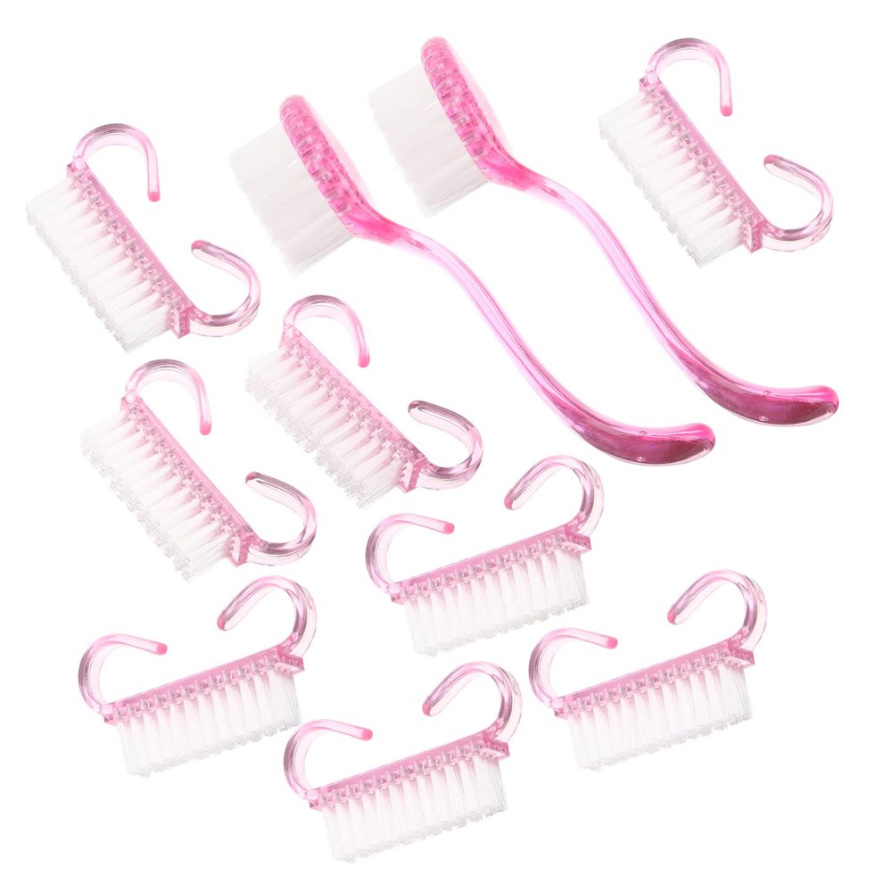 Happyyami 1set Nail Brushes Cleaning Tool Kit for Manicure and Pedicure Includes and Dust Brushes Random Colors Ergonomic Handle Grip for Easy Use