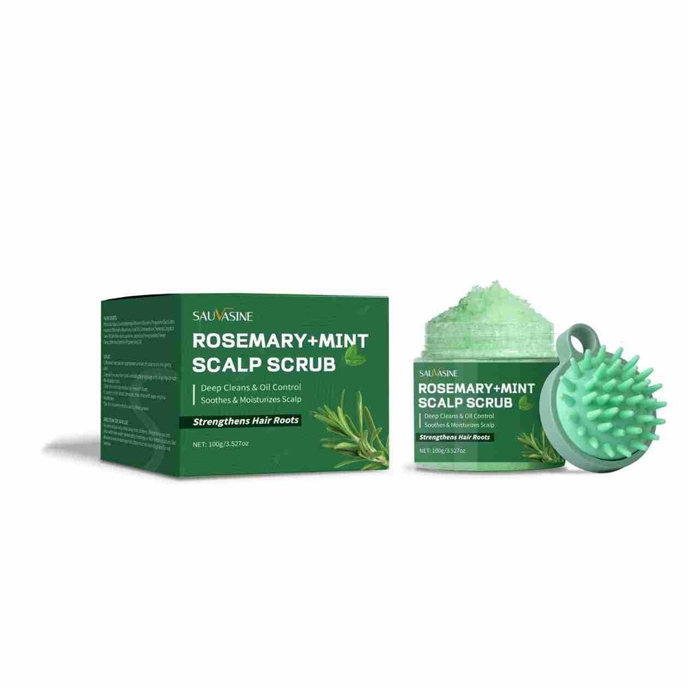 3 - Pack Rosemary + Mint Scalp Scrub - Deep Cleansing, Oil Control & Scalp Soothing - For All Hair Types - 100g Each - Less Oxidation, Fresher Each Use