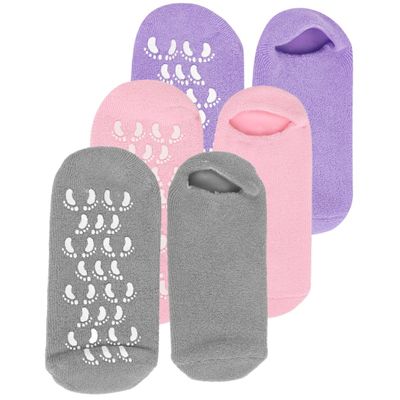 Mikinona 3pairs Slip Thermal Socks for Women Diabetic Fluffy Ankle Compression Grip Socks Moisturizing Gel Spa Foot Covers