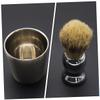 PartyKindom Men's Shaving Brush Set Stainless Steel Soap Bowl Soft Bristle Shaving Brush 1 Piece Grooming Kit for Sensitive Skin and Beard Care view 3