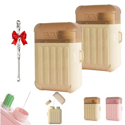 Ear Piercing Cleaning Kit, Cleaner Floss Kit, Disposable Aftercare Cleaner with 240pcs Ear Piercing Hole Cleaner Floss & 15ml Cleaning SolutionQuick and Easy Use for Travel and Home(Green-2pc)