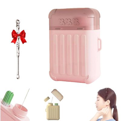 Ear Piercing Cleaning Kit, Cleaner Floss Kit, Disposable Aftercare Cleaner with 240pcs Ear Piercing Hole Cleaner Floss & 15ml Cleaning SolutionQuick and Easy Use for Travel and Home(Pink-1pc)