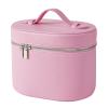 Makeup Bag Vanity Case with Divider and Handle, Aesthetic Makeup Bags, Waterproof PU Leather Toiletry Bag for Women Girls, Portable Cosmetic Organizer Bag (02Pink) view 2
